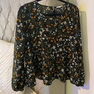 Loveriche Black Floral Peplum Top